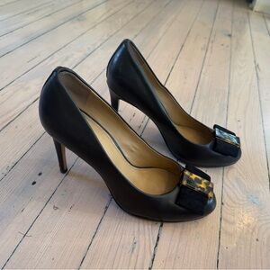 Tory Burch Black Heels with Tortoiseshell Buckle
